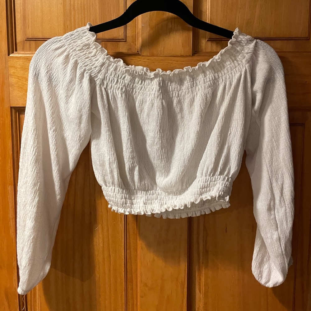 Divided Off-Shoulder White Top